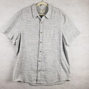 Marine Layer Mens XL Stretch Selvege Short Sleeve Shirt Blue Mini Stripe Coastal